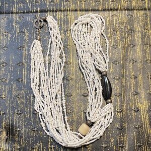 Elegant White Glass Beaded Necklace Silpada